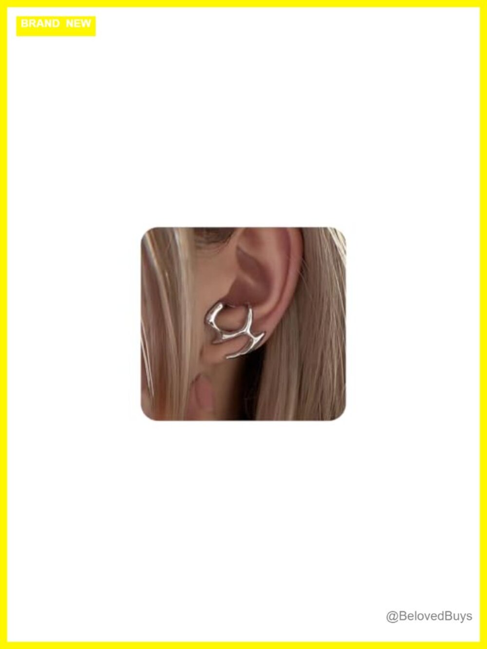 Silver Y2K Grunge Statement Earrings Geometric Hollow Wrap Stud Lightweight